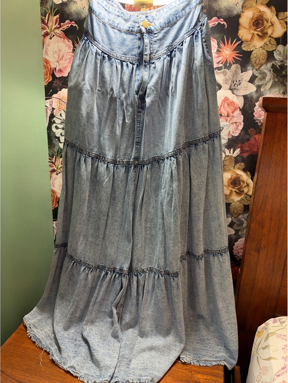 Chambray maxi skirt